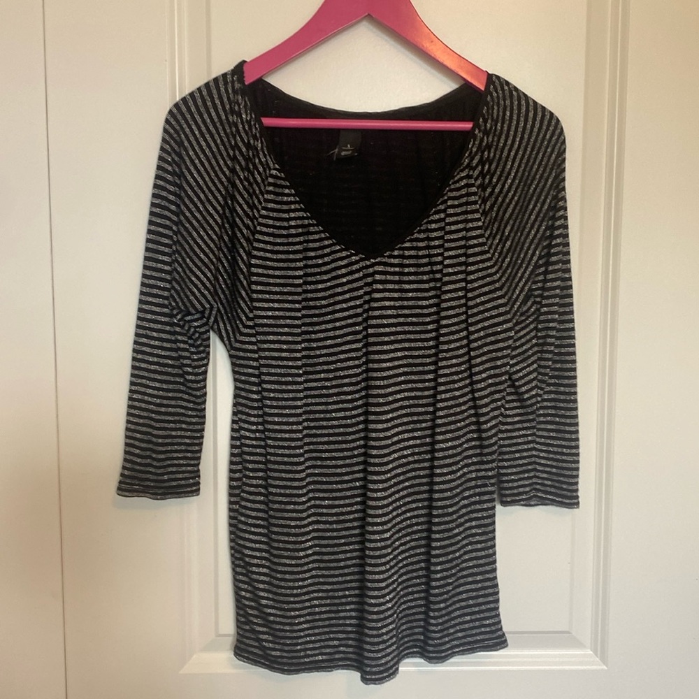 White House Black Market Metallic Striped Top